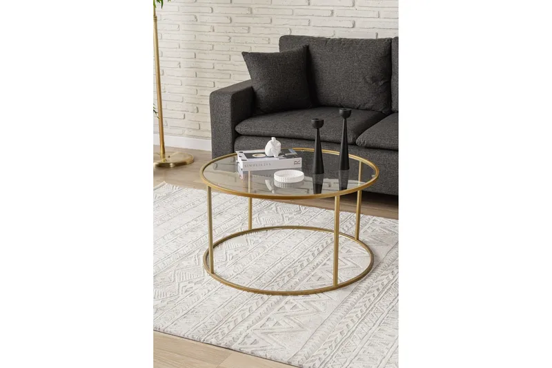 Retzow 80 cm Runt Soffbord i Glas med Glasskiva och Öppet Ramunderrede - Klar - Möbler - Bord & matgrupper - Soffbord
