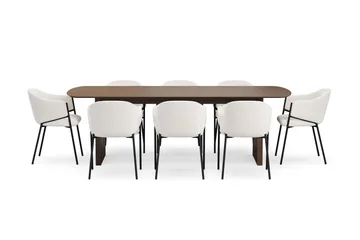 Richeto Matbord 240 cm med 8 Filip Matstolar - Rökt ek / Vit Bouclé - Möbler - Bord & matgrupper - Matgrupper