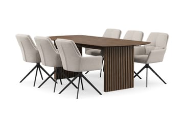 Richeto Matgrupp 210 cm med 6 Torsby Snurrstolar - Rökt ek - Möbler - Bord & matgrupper - Matgrupper