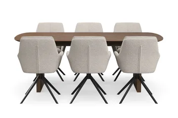 Richeto Matgrupp 210 cm med 6 Torsby Snurrstolar - Rökt ek - Möbler - Bord & matgrupper - Matgrupper