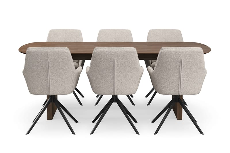 Richeto Matgrupp 210 cm med 6 Torsby Snurrstolar - Rökt ek - Möbler - Bord & matgrupper - Matgrupper