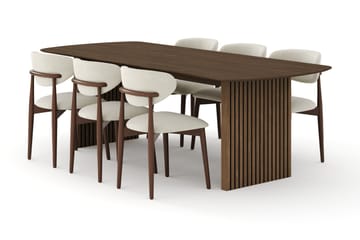 Richeto Matgrupp 240 cm med 6 Molly Matstolar - Rökt ek - Möbler - Bord & matgrupper - Matgrupper