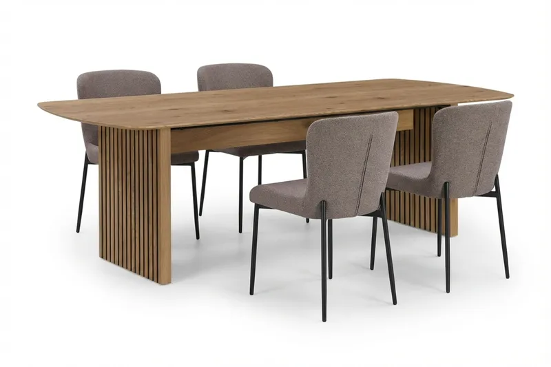 Richeto Matgrupp Ek 180 cm med 4 Elsie Matstolar - Ek/Grå - Möbler - Bord & matgrupper - Matgrupper