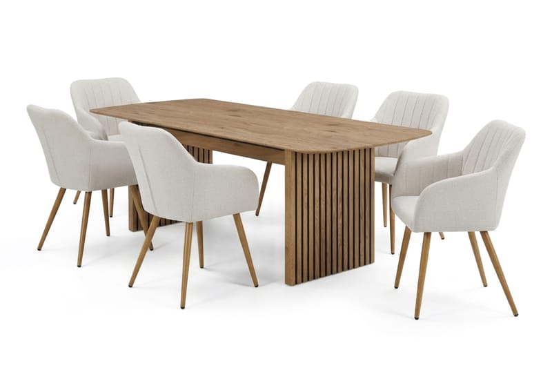 Richeto Matgrupp Ek 210 cm med 6 Filippa Matstolar, Ek
