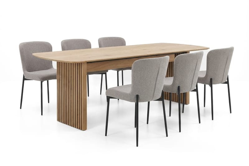 Richeto Matgrupp Ek 240 cm med 6 Elsie Matstolar - Ek/Ljusgrå - Möbler - Bord & matgrupper - Matgrupper