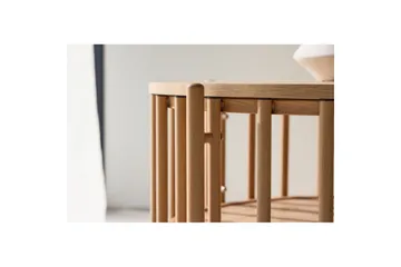 Rubbo Runt Soffbord 80 cm med Hyllor i Trä med Ljust Trä - Beige - Möbler - Bord & matgrupper - Soffbord