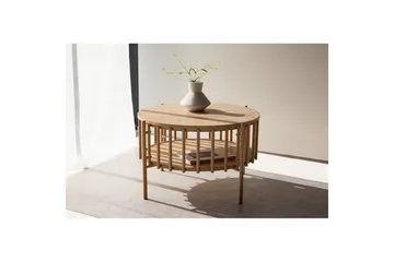Rubbo Runt Soffbord 80 cm med Hyllor i Trä med Ljust Trä - Beige - Möbler - Bord & matgrupper - Soffbord