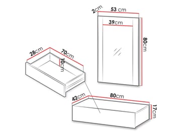 Rynlin Sminkbord med Förvaring och Lådor i Målat Trä med Glasspegel - Svart - Möbler - Bord & matgrupper - Sminkbord & toalettbord