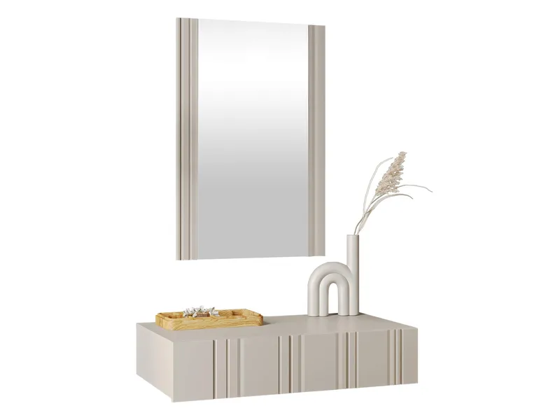 Rynlin Sminkbord med Förvaring och Lådor i Trä med Glasspegel - Beige - Möbler - Bord & matgrupper - Sminkbord & toalettbord