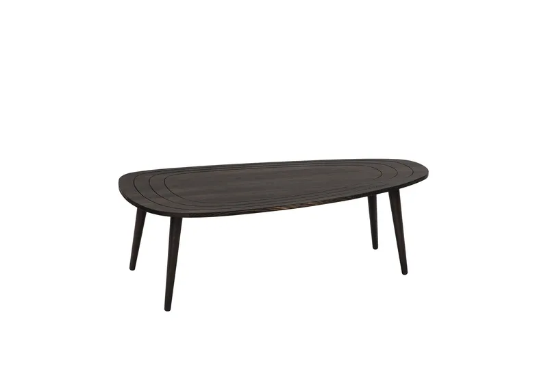 Saldus 115 cm Ovalt Soffbord i Målat Trä, Mörkbrun