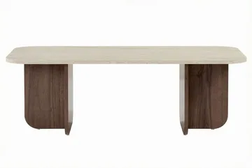 Salrin Rektangulärt Soffbord 120x60 cm med Travertin- och Valnötsutseende - Beige - Möbler - Bord & matgrupper - Soffbord