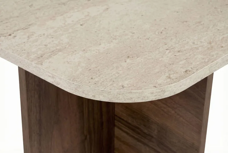 Salrin Rektangulärt Soffbord 120x60 cm med Travertin- och Valnötsutseende - Beige - Möbler - Bord & matgrupper - Soffbord