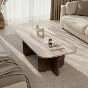 Salrin Soffbord 120x41x60 cm - Travertin, Venezia-valnöt - Möbler - Bord & matgrupper - Soffbord