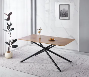 Santos Rektangulärt Matbord 160 cm i Metall med Ekutseende - Svart|Brun - Möbler - Bord & matgrupper - Matbord & köksbord