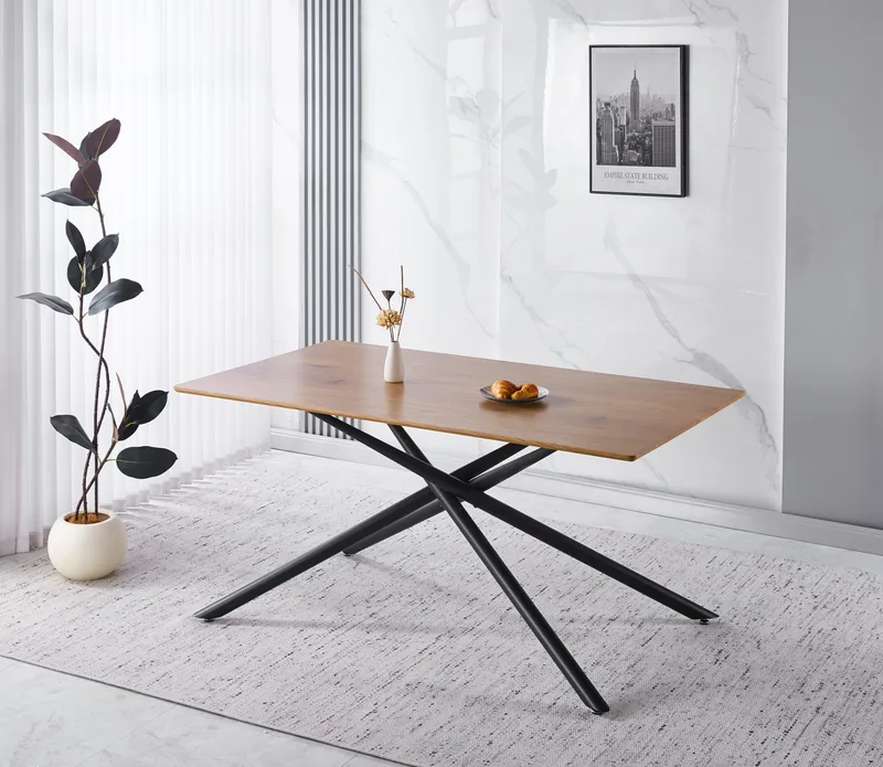 Santos Rektangulärt Matbord 160 cm i Metall med Ekutseende - Svart|Brun - Möbler - Bord & matgrupper - Matbord & köksbord