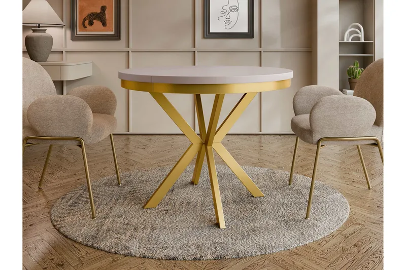 Sereth Matbord 120 cm Rund - Beige/Guld - Möbler - Bord & matgrupper - Matbord & köksbord