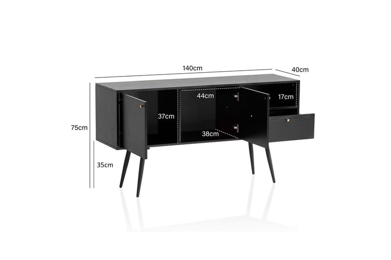Sideboard Wohnling Melaminbelagd MDF 140 cm med 2 dörrar 1 låda Modern - Förvaring - Förvaringsmöbler - Sideboard & skänk