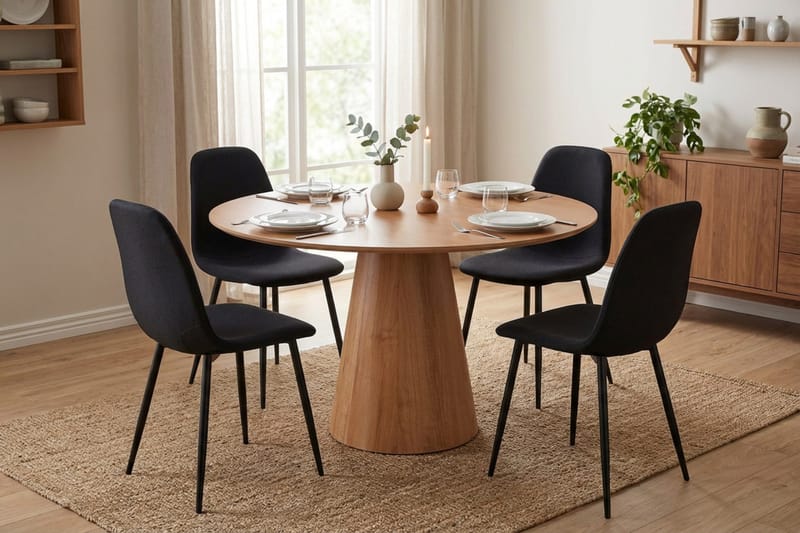 Siena Matgrupp runt 110 cm Ek med 4 Nibe Matstolar - Ek - Möbler - Bord & matgrupper - Matgrupper