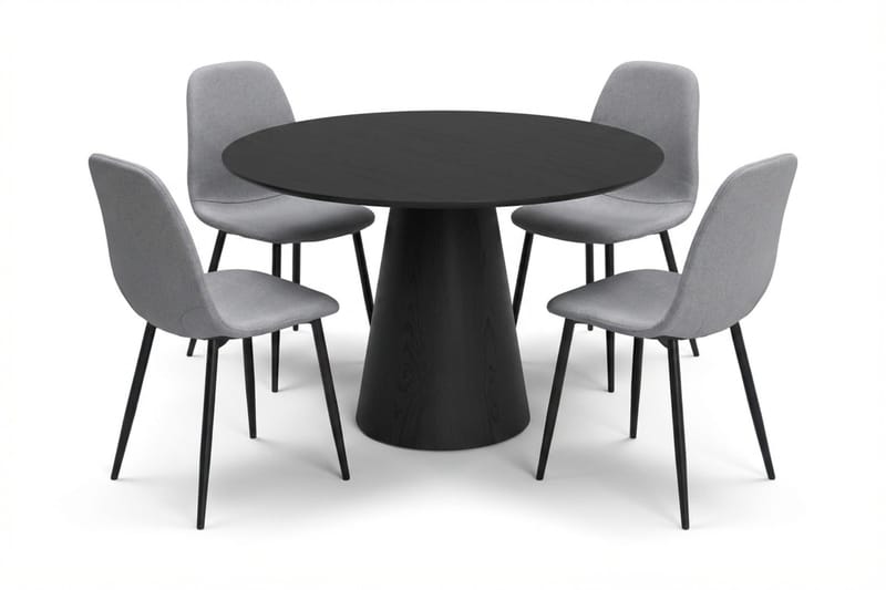 Siena Matgrupp runt 110 cm Svart med 4 Nibe Matstolar - Svart - Möbler - Bord & matgrupper - Matgrupper