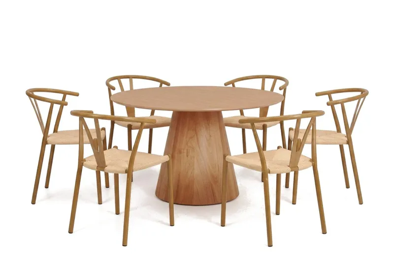 Siena Matgrupp runt 130 cm Ek med 6 Elysia Matstolar - Ek - Möbler - Bord & matgrupper - Matgrupper