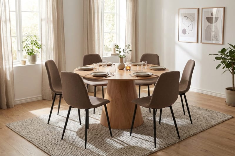 Siena Matgrupp runt 130 cm Ek med 6 Nibe Matstolar - Ek - Möbler - Bord & matgrupper - Matgrupper