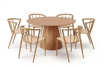 Siena Matgrupp runt 130 cm Ek med 6 Winston Matstolar - Ek - Möbler - Bord & matgrupper - Matgrupper