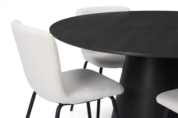 Siena Matgrupp runt 130 cm Svart med 6 Katy Matstolar - Svartlaserad ek - Möbler - Bord & matgrupper - Matgrupper
