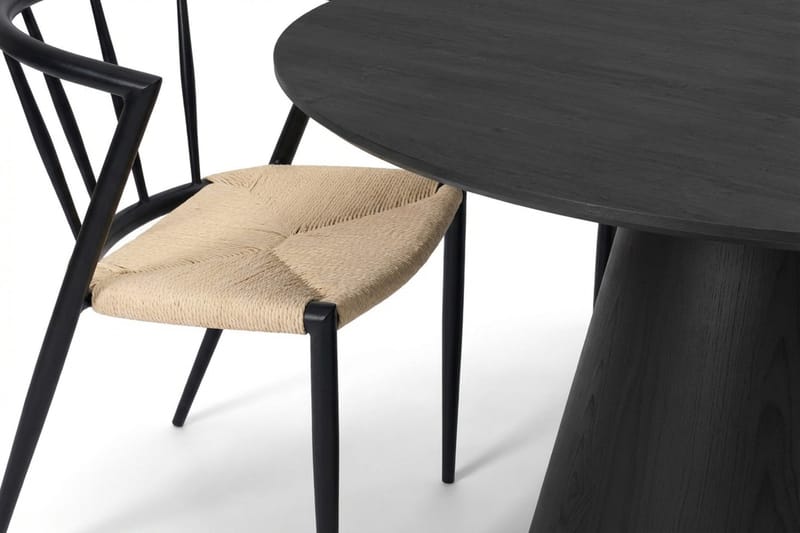 Siena Matgrupp runt 130 cm Svart med 6 Winston Matstolar - Svart - Möbler - Bord & matgrupper - Matgrupper
