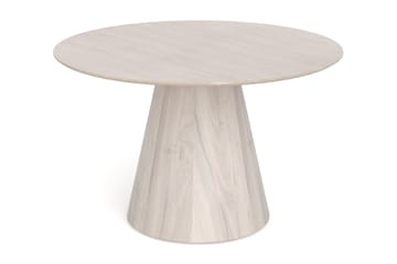 Siena Matgrupp runt 130 cm Vitlaserad med 6 Build Matstolar - Vitlaserad/Natur/krom - Möbler - Bord & matgrupper - Matgrupper