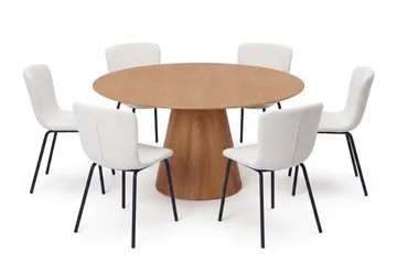 Siena Matgrupp runt 150 cm Ek med 6 Katy Matstolar - Ek - Möbler - Bord & matgrupper - Matgrupper