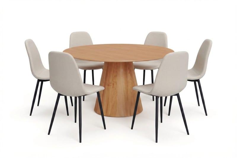 Siena Matgrupp runt 150 cm Ek med 6 Nibe Matstolar - Ek - Möbler - Bord & matgrupper - Matgrupper