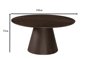 Siena Rund Matgrupp 150 cm – Matbord med 6 Amelia Matstolar med Dyna i Trä med Rökt Ek-utseende - Mörkbrun - Möbler - Bord & matgrupper - Matgrupper