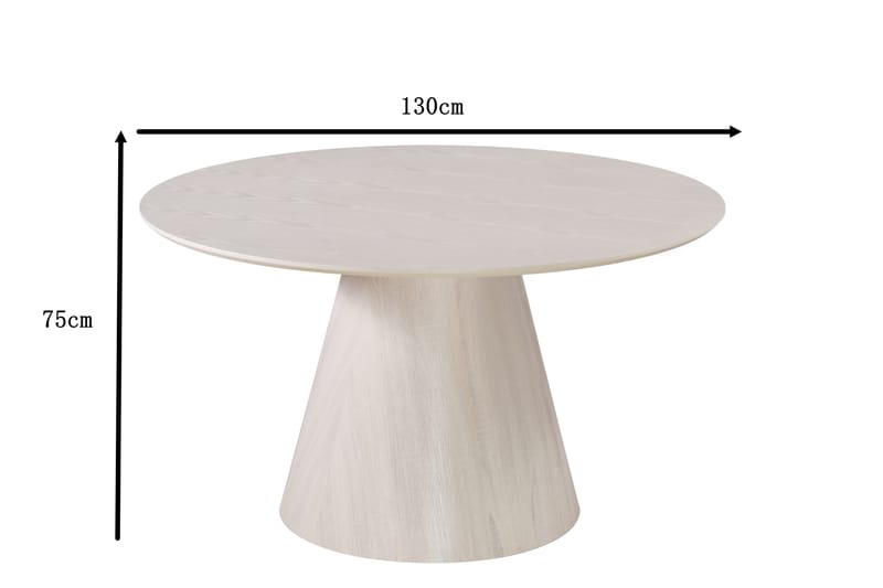 Siena Runt Matbord 130 cm i Trä med Vitlaserad Ek-utseende - Vit - Möbler - Bord & matgrupper - Matbord & köksbord