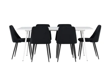 Silar Matgrupp 180 cm Rektangulär med 6 Night stolar - Vit/Svart - Möbler - Bord & matgrupper - Matgrupper