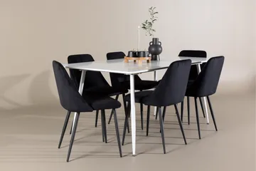 Silar Matgrupp 180 cm Rektangulär med 6 Night stolar - Vit/Svart - Möbler - Bord & matgrupper - Matgrupper