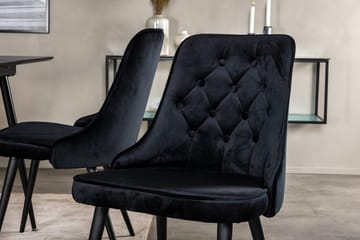 Silar Rektangulär Matgrupp 120-160 cm med 4 Velvet Deluxe Matstolar - svart - Möbler - Bord & matgrupper - Matgrupper