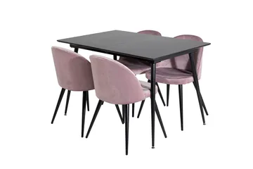 Silar Rektangulär Matgrupp 120-160 cm med 4 Velvet Matstolar - gammelrosa - Möbler - Bord & matgrupper - Matgrupper