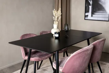 Silar Rektangulär Matgrupp 120-160 cm med 4 Velvet Matstolar - gammelrosa - Möbler - Bord & matgrupper - Matgrupper