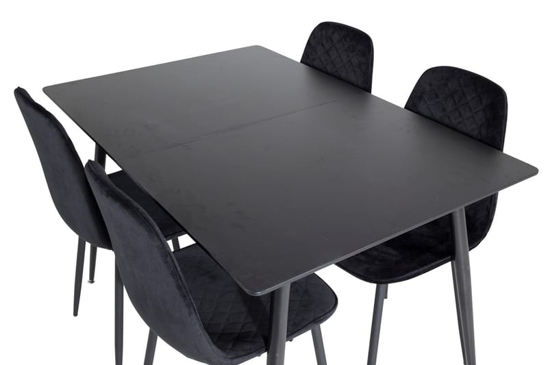 Silar Rektangulär Matgrupp 120-160 cm med 4 Polar Matstolar - svart - Möbler - Bord & matgrupper - Matgrupper