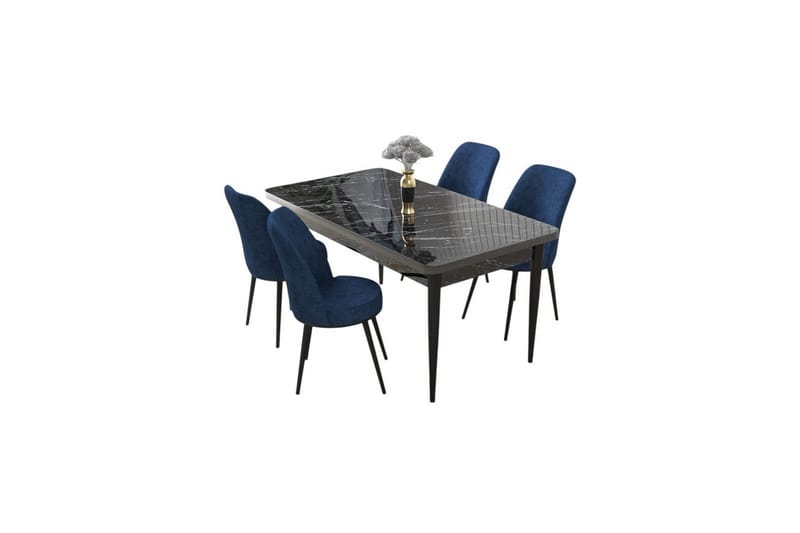 Sivaji Matgrupp 4-sits - Svart/Navy - Möbler - Bord & matgrupper - Matgrupper