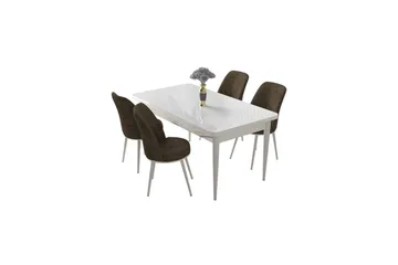 Sivaji Matgrupp 4-sits - Vit/Brun - Möbler - Bord & matgrupper - Matgrupper