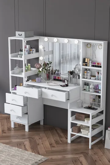 Sondal Sminkbord 145x141,8x40 cm - Vit - Möbler - Bord & matgrupper - Sminkbord & toalettbord