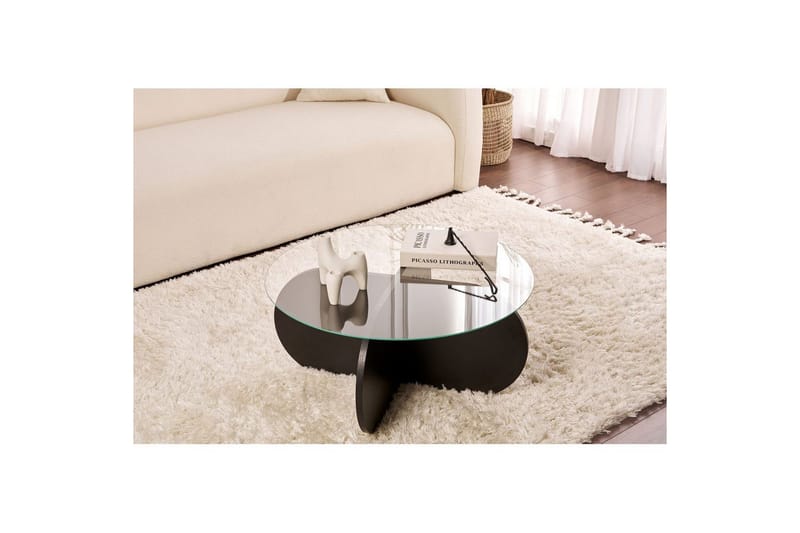 Soffbord Aeris 75 cm med Glasskiva - Trä Svart / Rökt - Möbler - Bord & matgrupper - Soffbord