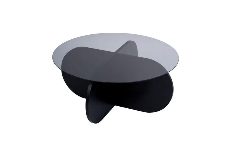 Soffbord Aeris 75 cm med Glasskiva, Trä Svart / Rökt