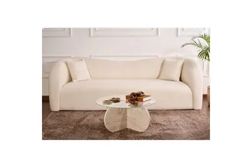 Soffbord Aeris 75 cm med Glasskiva - Travertin / Transparent - Möbler - Bord & matgrupper - Soffbord