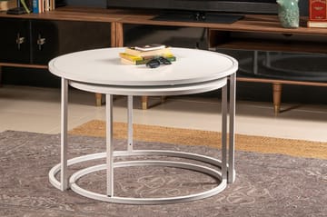 Bazra Runda Stapelbara Nästlade Soffbord i Metall - Vit - Möbler - Bord & matgrupper - Soffbord