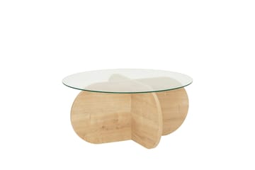Bengul 75 cm Runt Soffbord i Glas med Träunderrede - Klar - Möbler - Bord & matgrupper - Soffbord