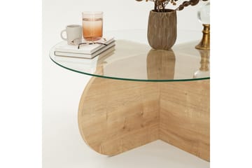 Bengul 75 cm Runt Soffbord i Glas med Träunderrede - Klar - Möbler - Bord & matgrupper - Soffbord