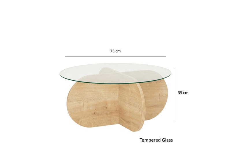 Bengul 75 cm Runt Soffbord i Glas med Träunderrede - Klar - Möbler - Bord & matgrupper - Soffbord