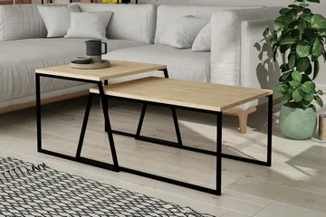 Bodsjö Rektangulärt Satsbord 88 cm i Trä med Metallstativ - Brun|Svart - Möbler - Bord & matgrupper - Soffbord